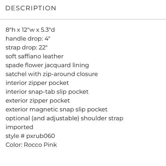 Kate Spade Rococo Pink & Grey Satchel New - Picture 3 of 9